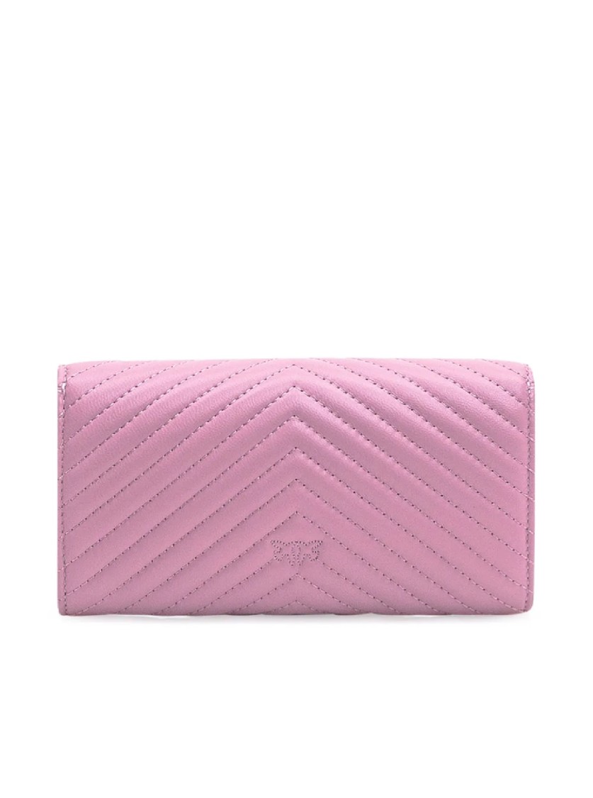 PINKO PINKO QUILTED VIOLA LEATHER WALLET WITH CHAIN STRAP