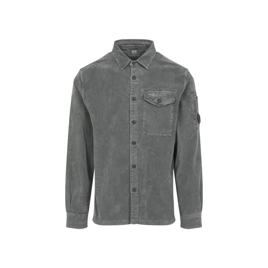 C.p. Company Lightweight Button-up Shirt With Textured Finish In Gray