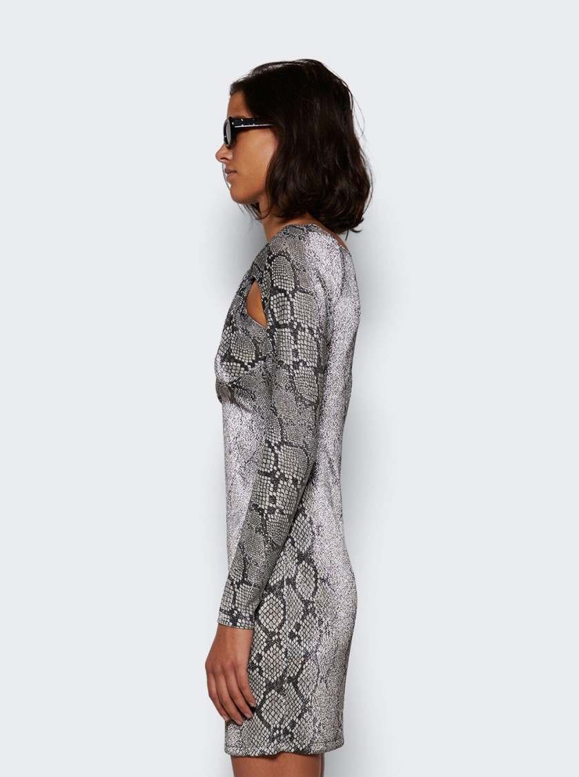 Coperni Twisted Cut-out Jersey Dress Snake Print In Black