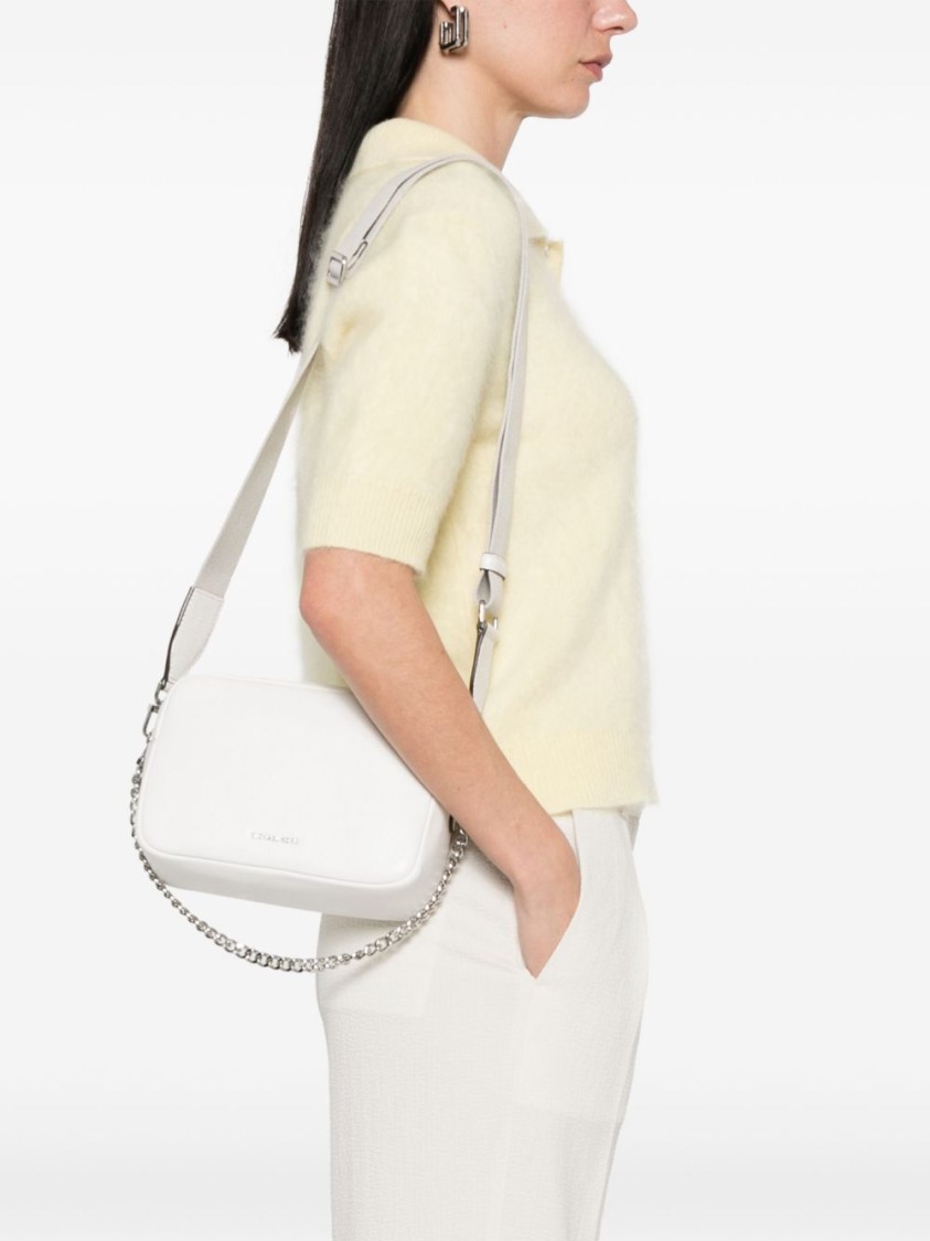 MICHAEL KORS MICHAEL KORS WHITE CALFSKIN SHOULDER BAG WITH CHAIN STRAP