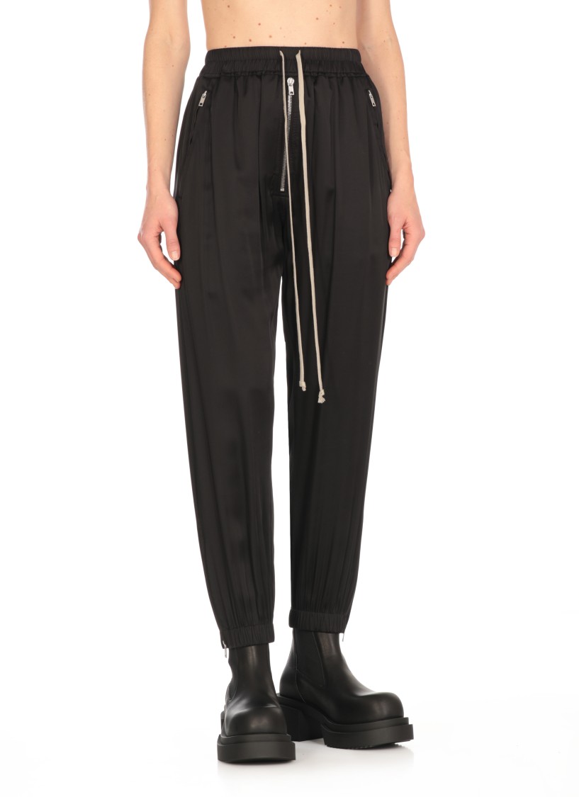 Rick Owens Tapered Black Viscose Blend Track Pants In Black