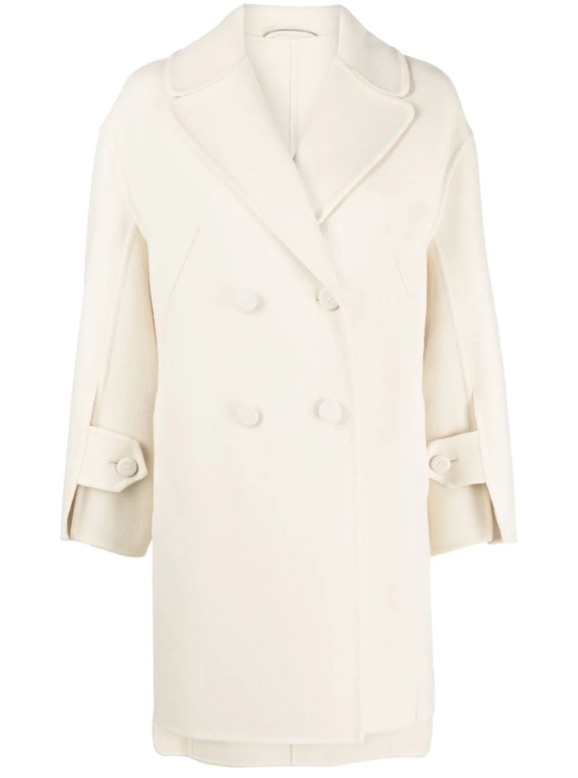 Ermanno Scervino Embroidered Cloth Coat In Neutrals