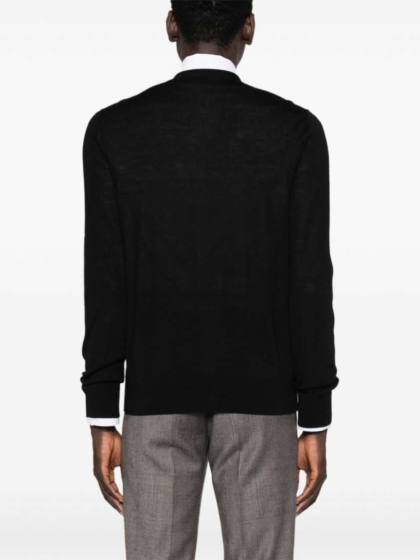 Dsquared2 V-neck Cardigan With Button-down Front And Front Pockets In Black
