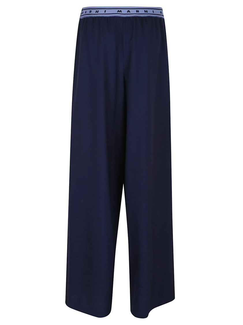 Marni Wide-leg Black Trousers With Elastic Waistband