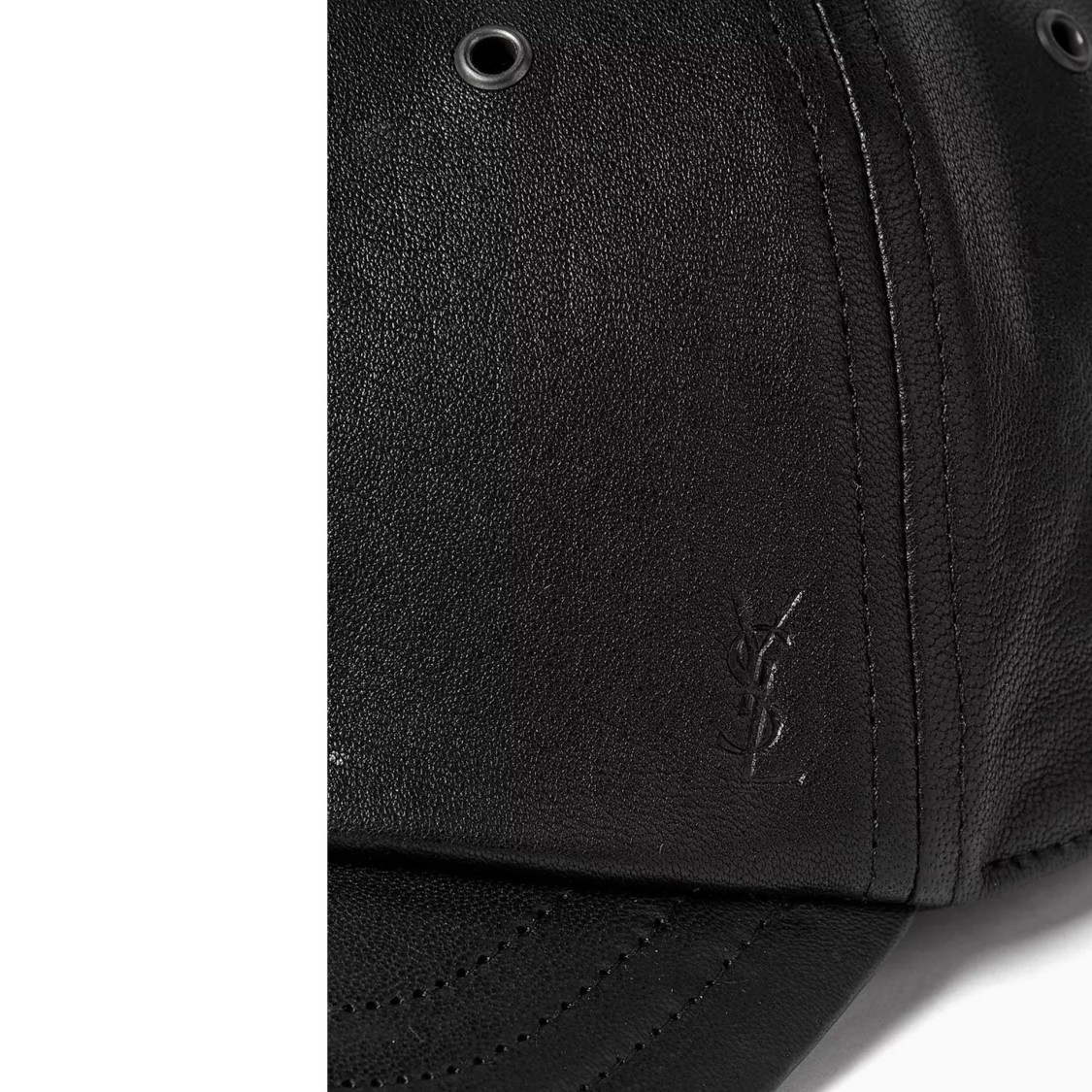 Saint Laurent Cassandre Leather Cap In Black