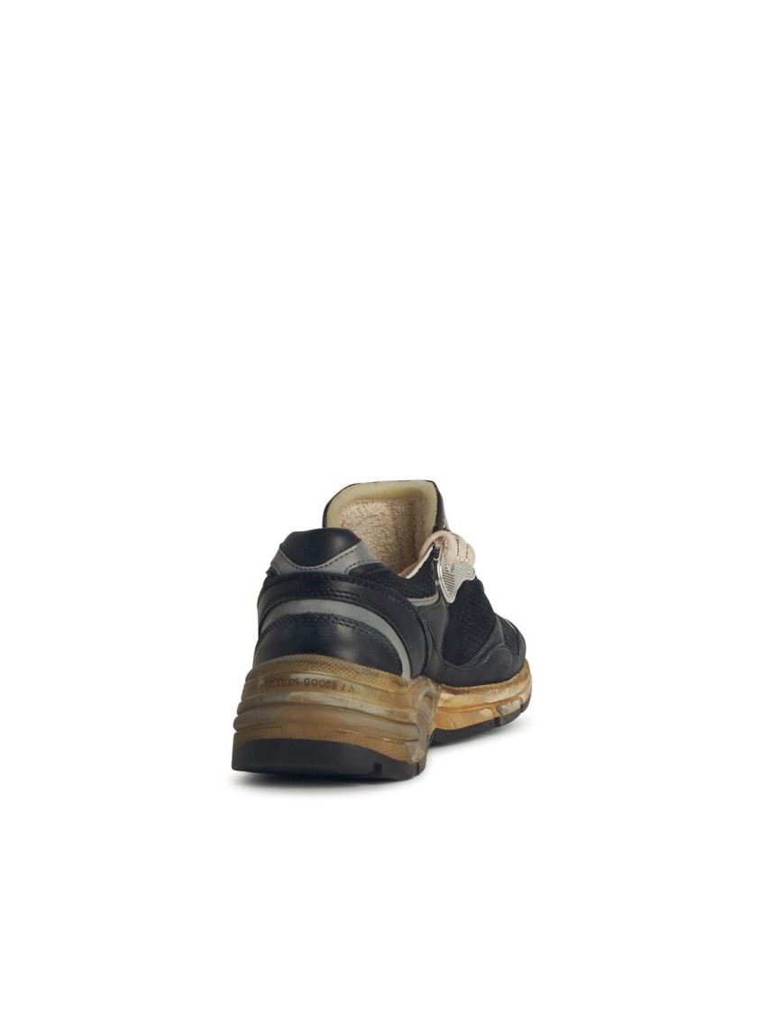Golden Goose Running Dad Net And Nappa Upper Suede Star Shoes In Black