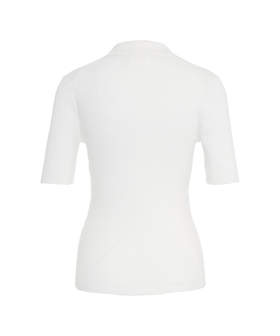 Shop Closed Cashmere Blend Polo With Ribbed Texture In White