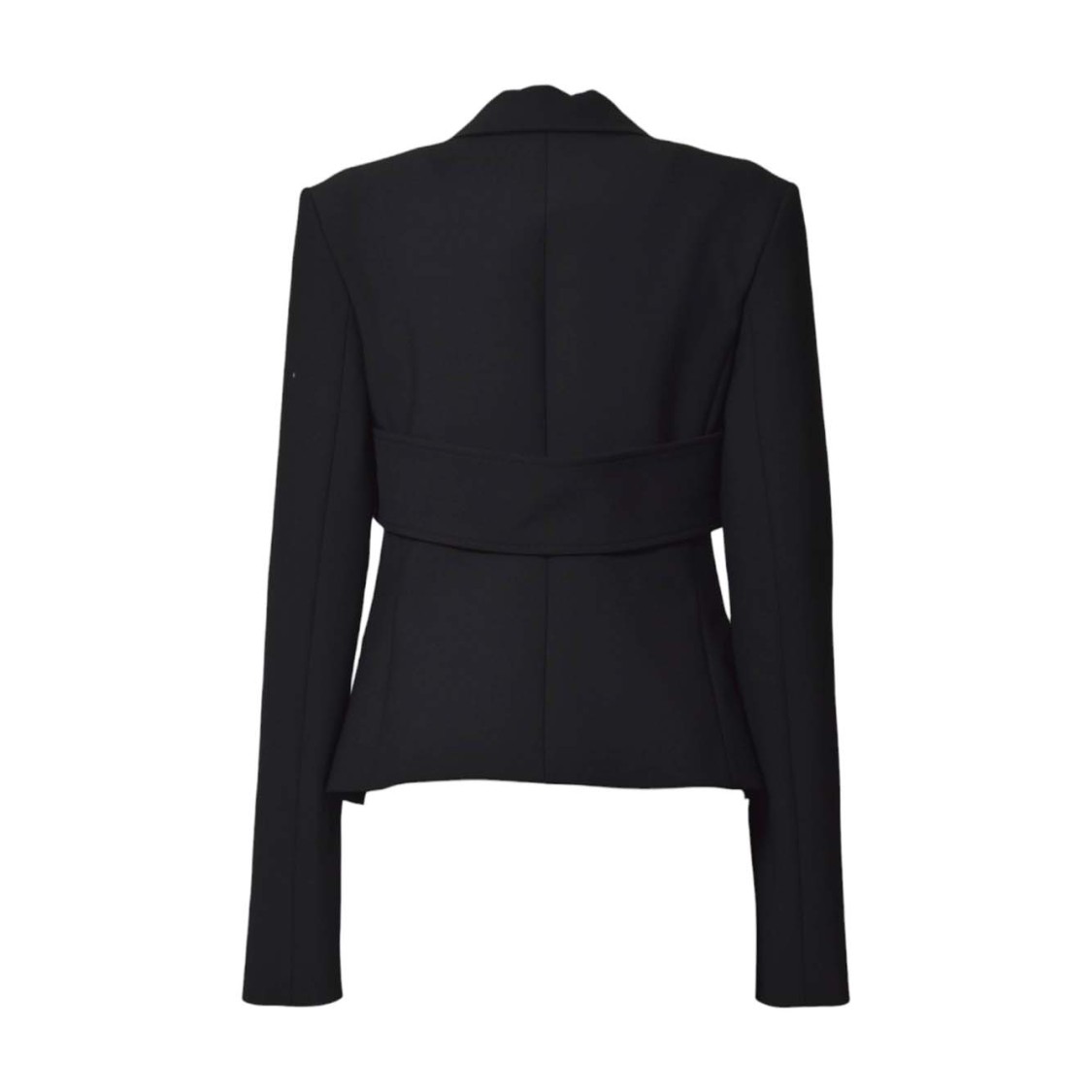 Courrèges Belted Tailored Jacket In Black Wool Blend In Black