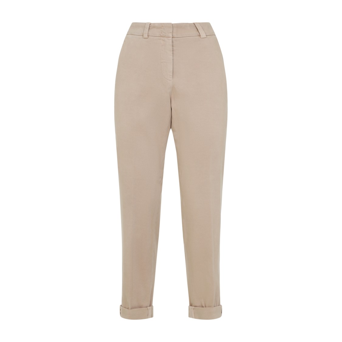 Peserico Beige Stretch Cotton Pants With Turn-up Hems In Gray