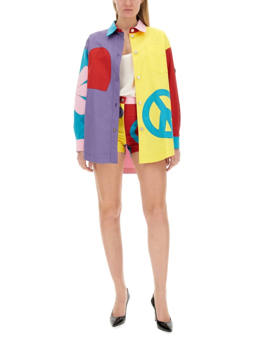 Moschino Graphic-print Panelled Shirt In Multicolor