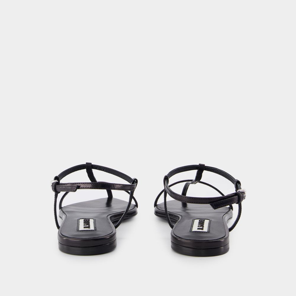 Shop Jil Sander Sandals - Leather - Black