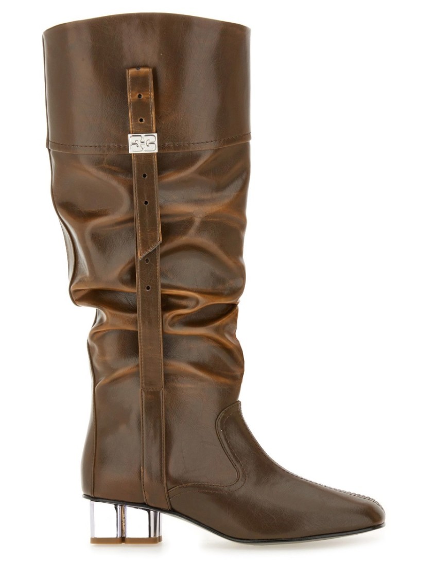 Ganni Slouchy Boot Butterfly In Gray