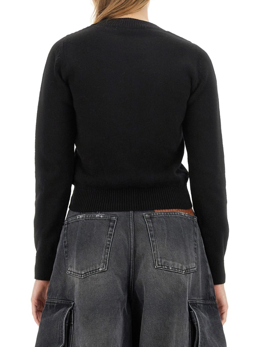 Palm Angels Black Stretch Wool Blend Sweater In Black