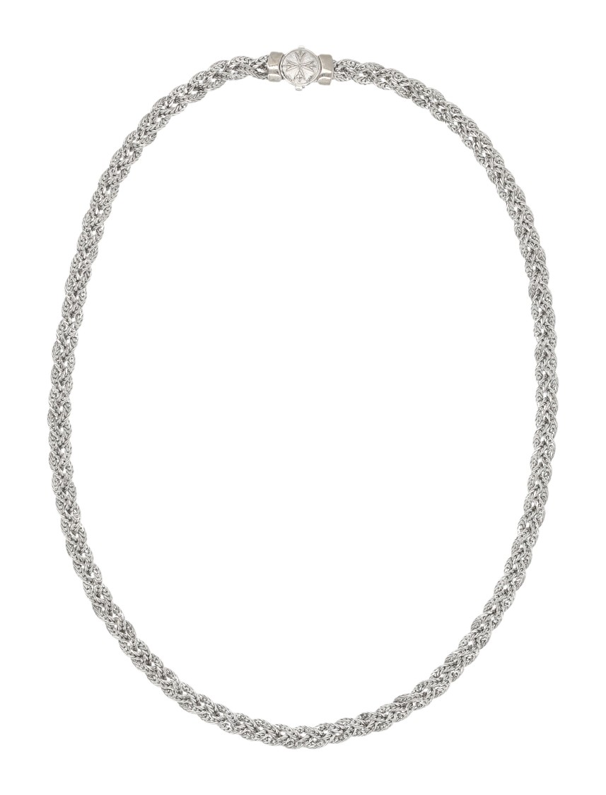 Emanuele Bicocchi Diamond-cut Flat Braided Necklace In Gray