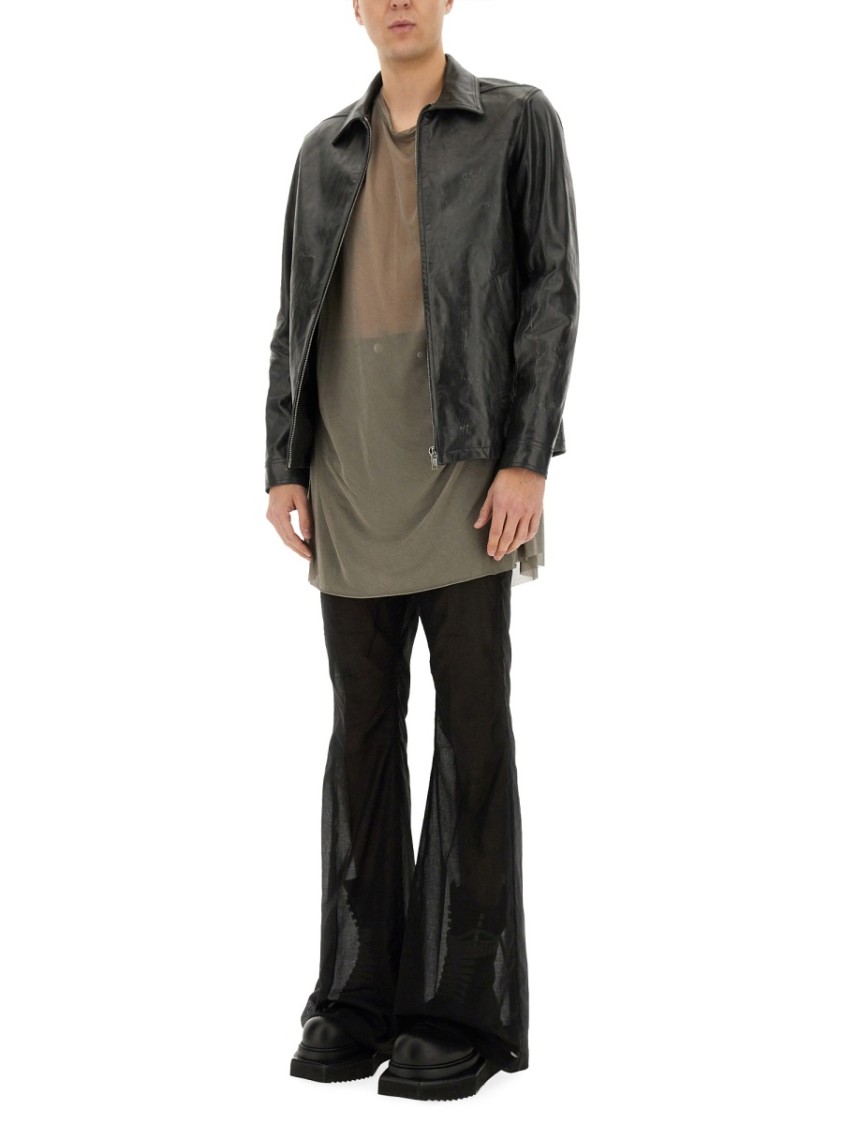 Rick Owens Calf Leather Bauhaus Jacket With Classic Collar