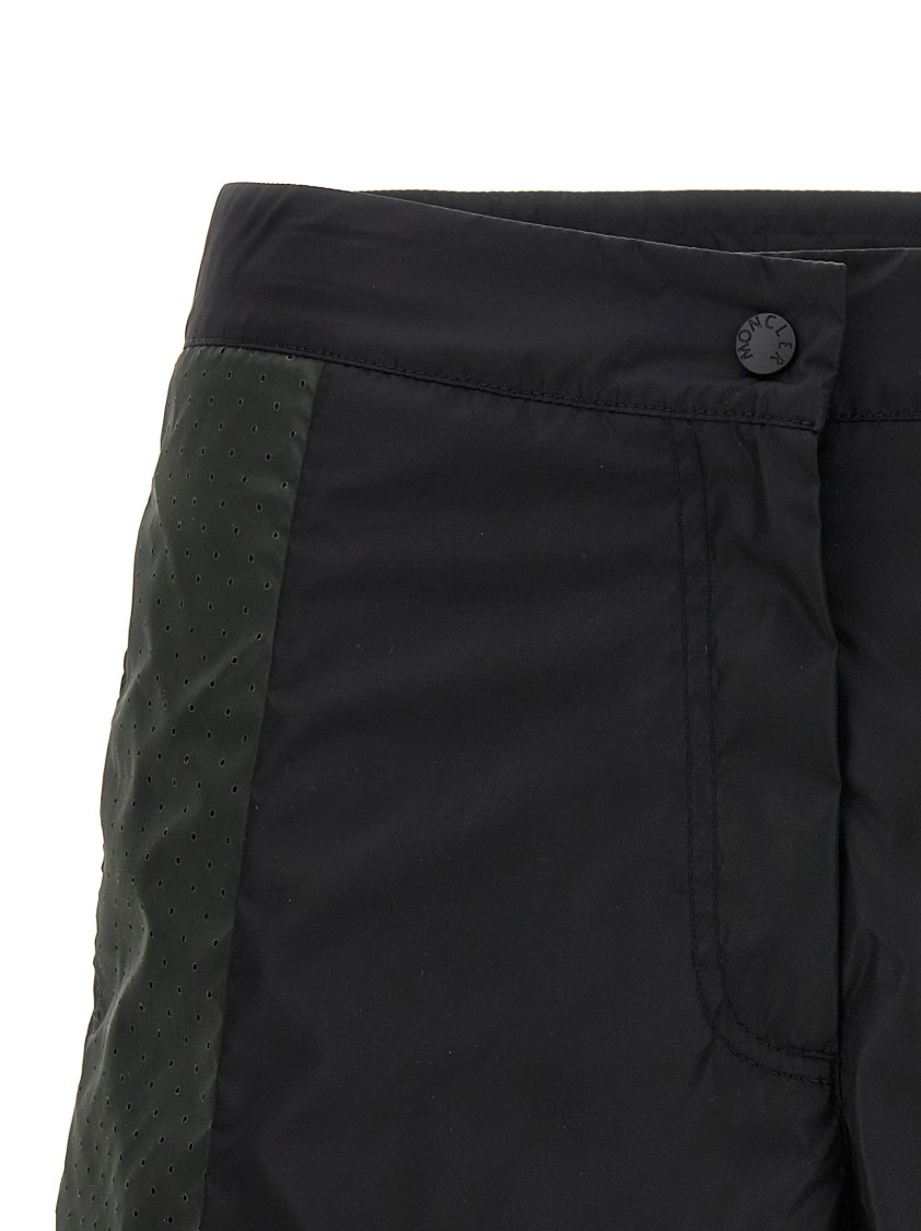 Moncler Combination Panel Active Shorts With Classic Button Closure In Black