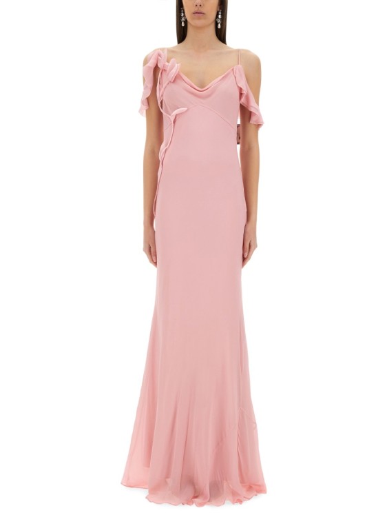 ワンピース Self-Portrait Long Dress With Floral Appliques Blue Georgette Flower Maxi Dress – self-portrait-US