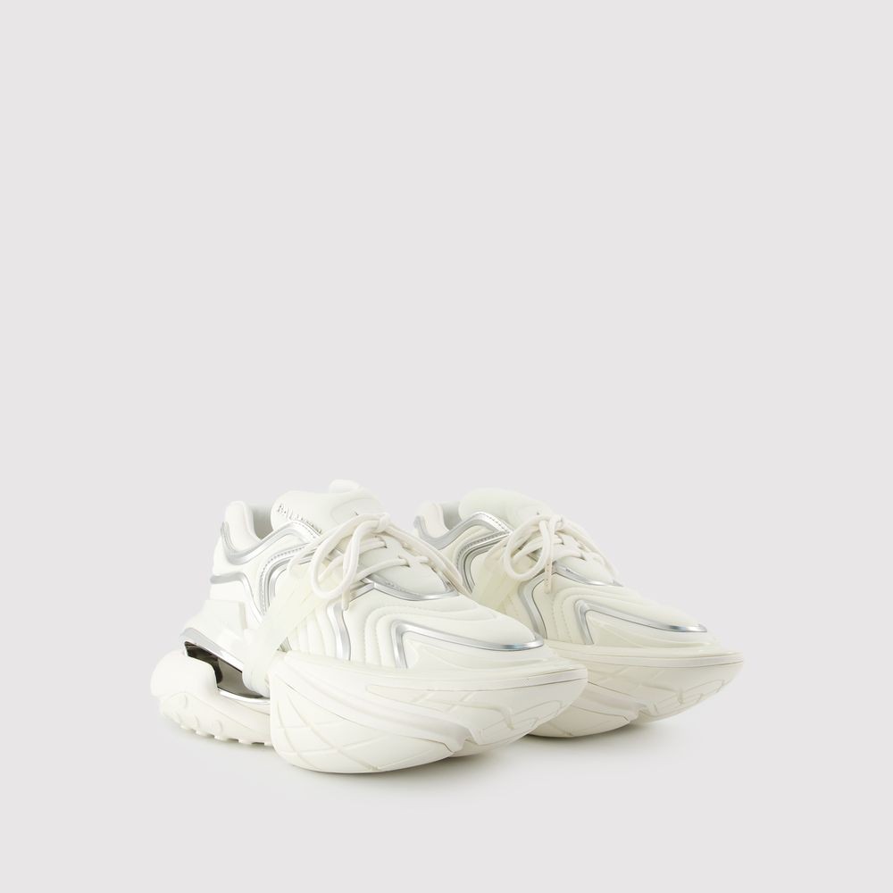 Shop Balmain Unicorn Wave Sneakers - Leather - White