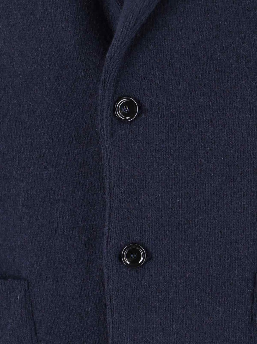 Lardini Tailored Jacket With Decorative Pin And Pockets In Blue