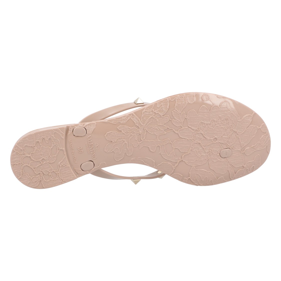 Valentino Rockstud Bow Flip Flops In Neutral