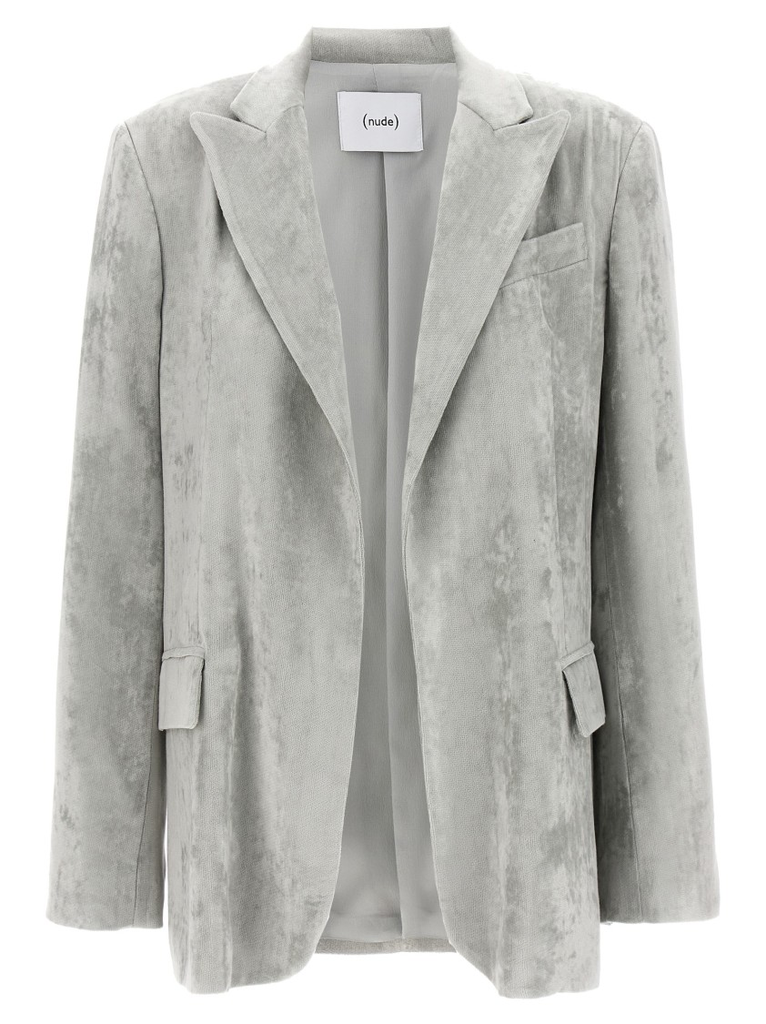 Nude Grey Velvet Blazer In Black