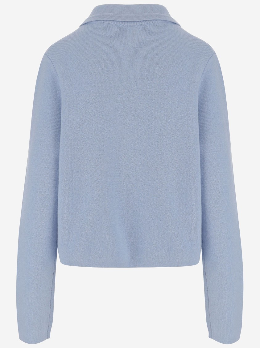 Allude Wool And Cashmere Double-breasted Jacket With Classic Collar In Blue