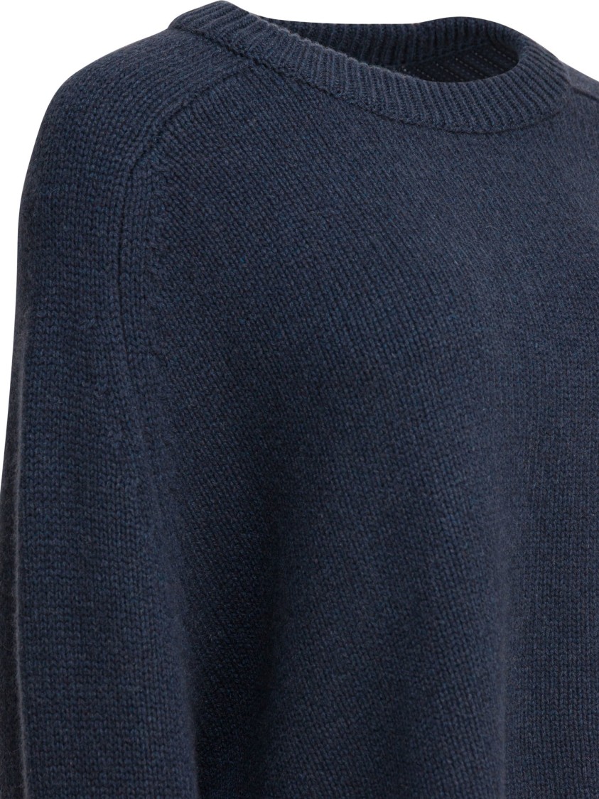 Lisa Yang Cropped Cashmere Sweater With Round Neckline In Blue
