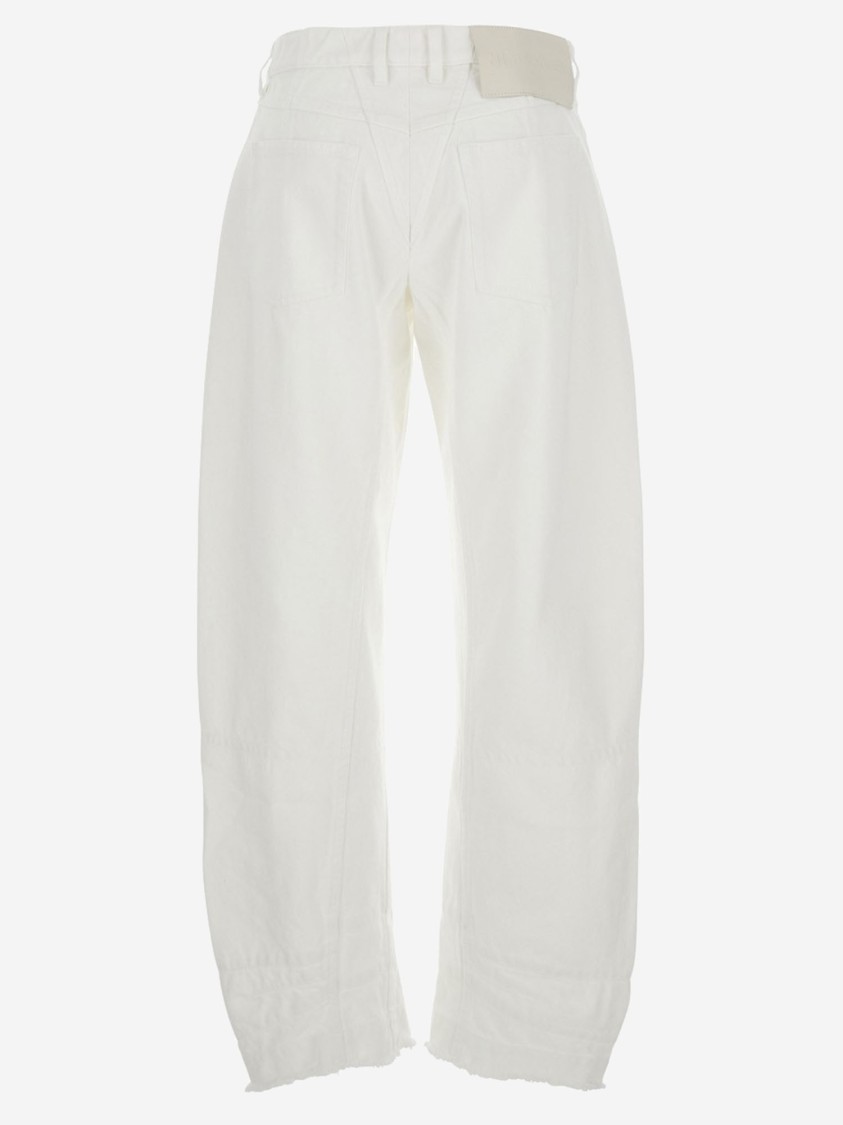 Jil Sander White Jeans With Logo Patch On The Rear And Fringed Hem In White