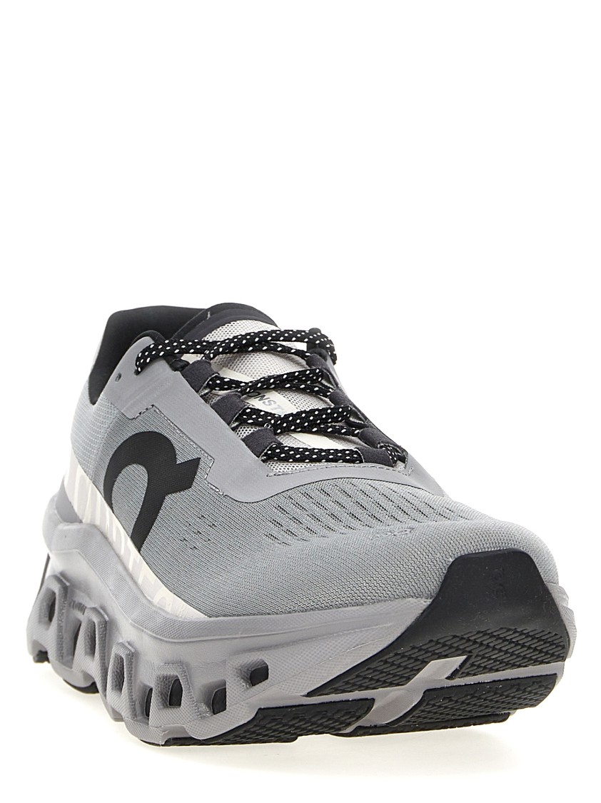 On Breathable Grey Sneakers With Robust Rubber Sole In Gray