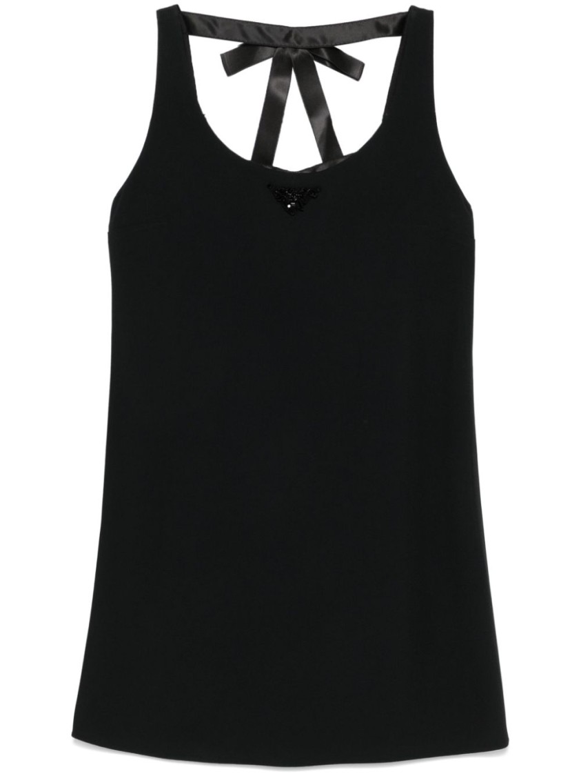 Prada Black Triangle-logo Mini Dress In Black
