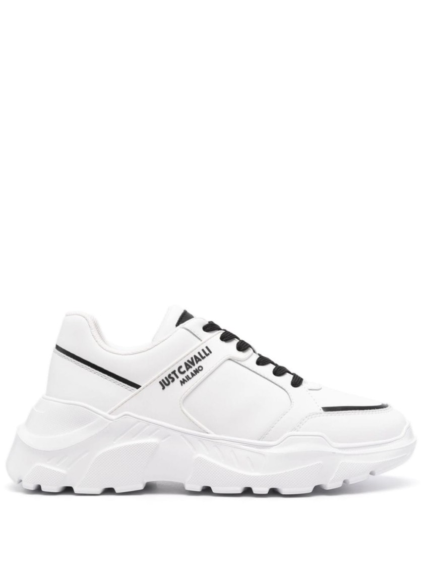 Just Cavalli Chunky Sole Sneakers With Premium Material And Bold Branding In White