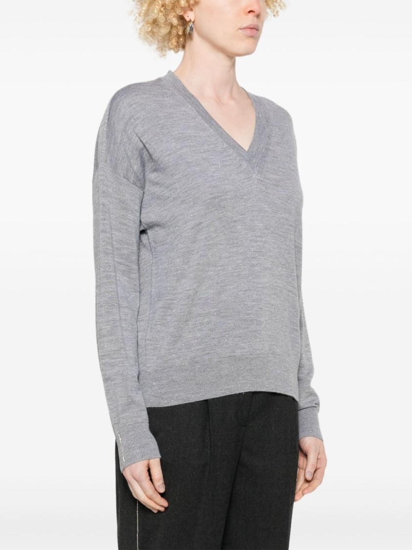 Shop Peserico Lurex-detail Sweater In Grey