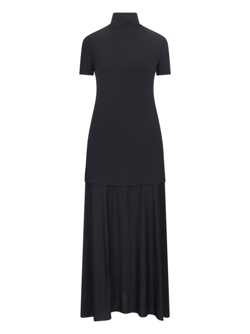 Jil Sander High-neck Viscose Midi Dress In Black