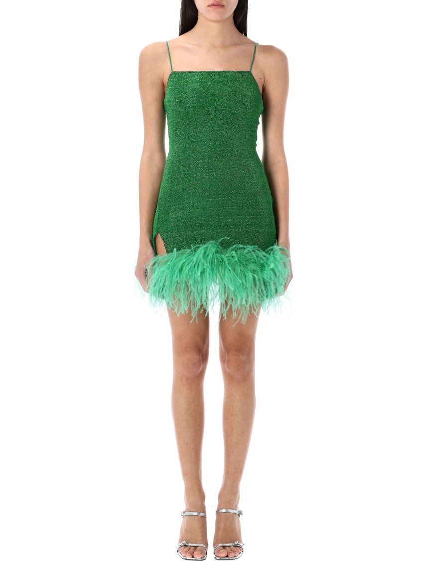 Shop Oseree Oséree Lumiere Plumage Mini Dress In Green