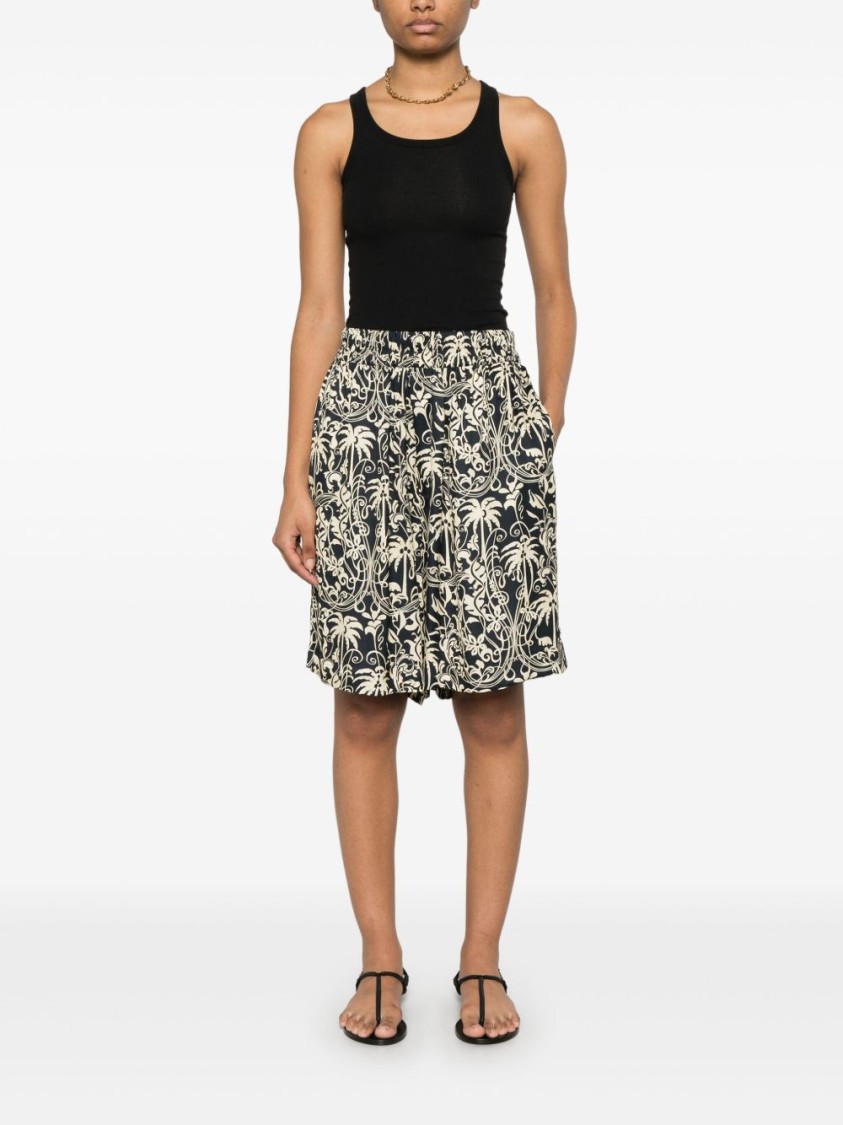 Laneus Palm Leaf Print Bermuda Shorts In Grey