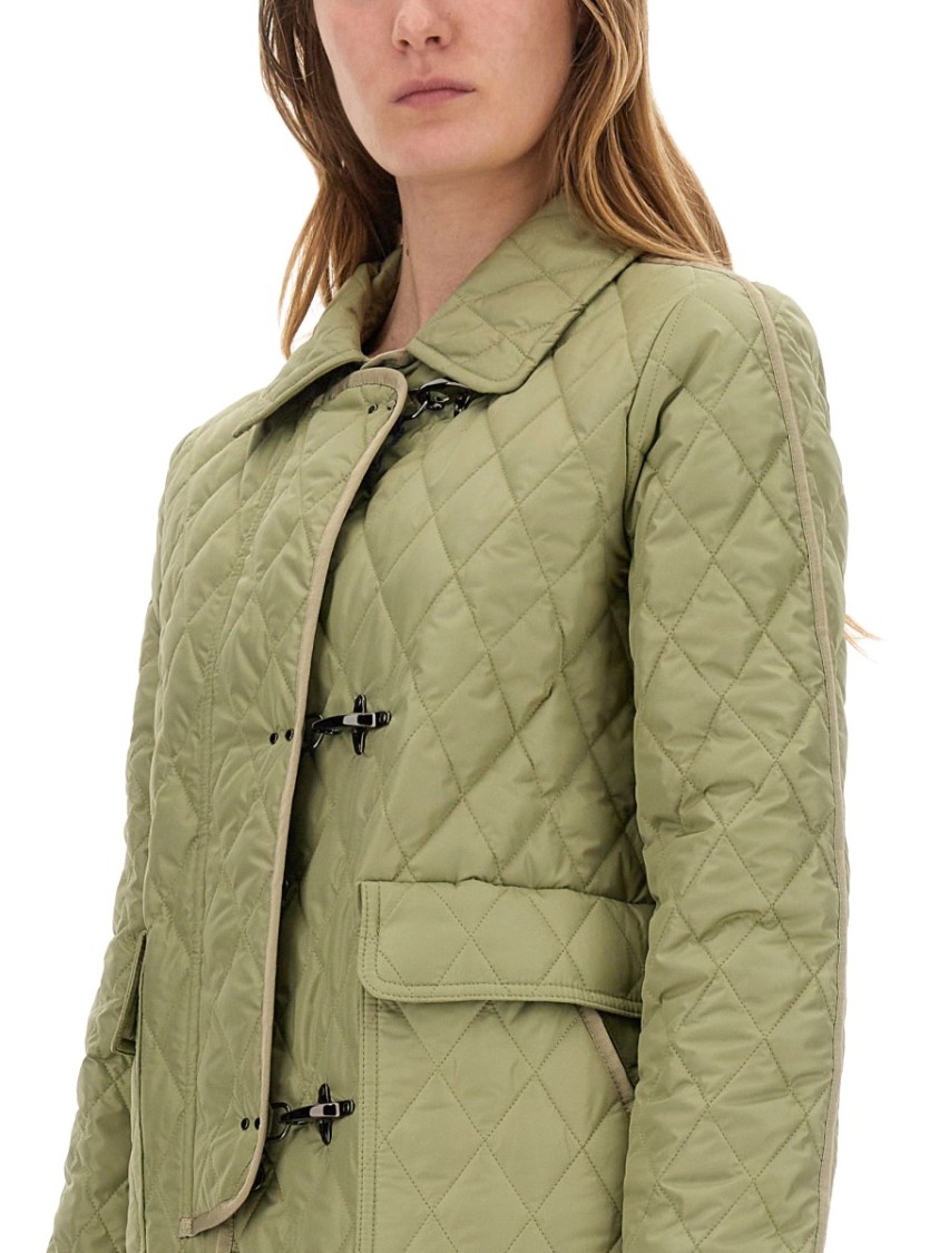 Fay Quilted Jacket With Collared Neck And Pockets In Green