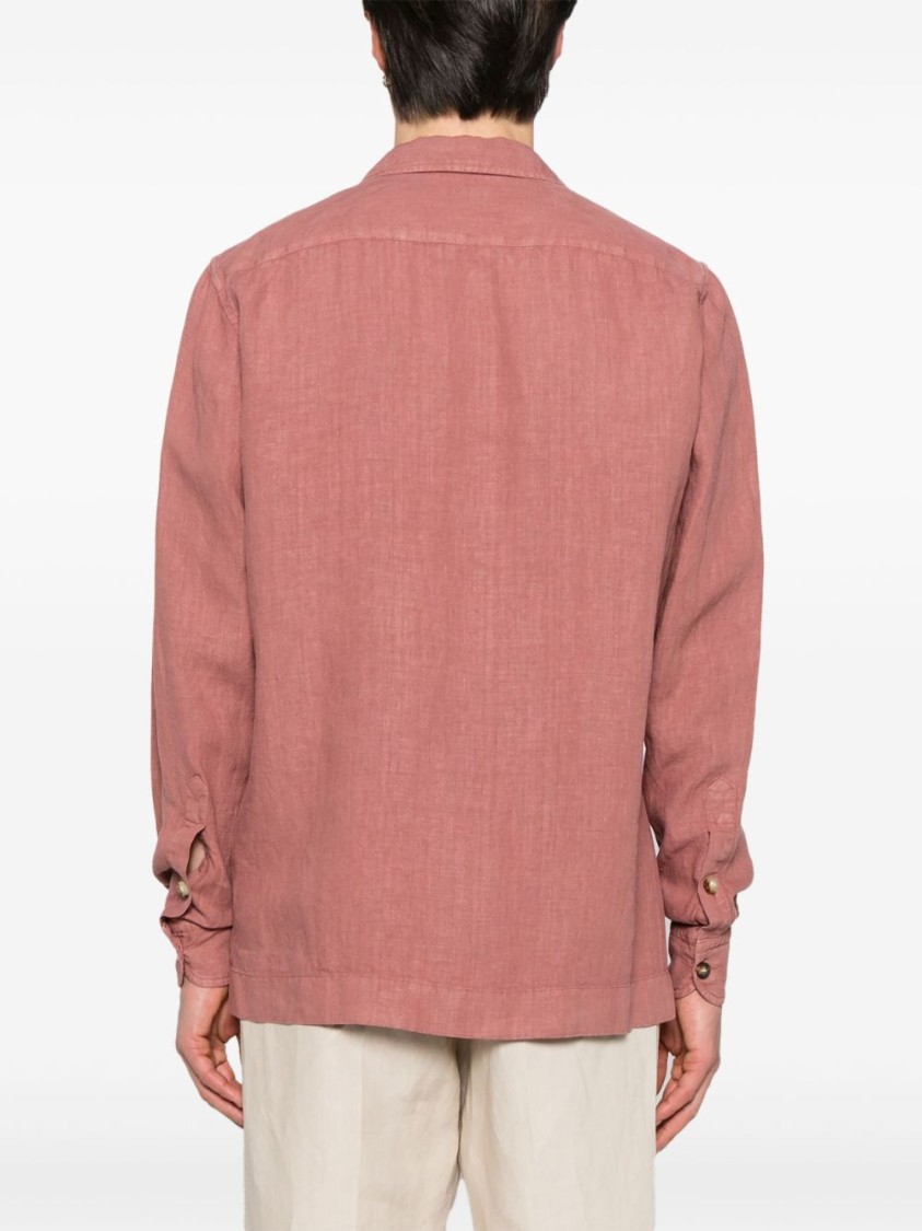 Boglioli Relaxed Fit Dark Pink Overshirt In Neutrals