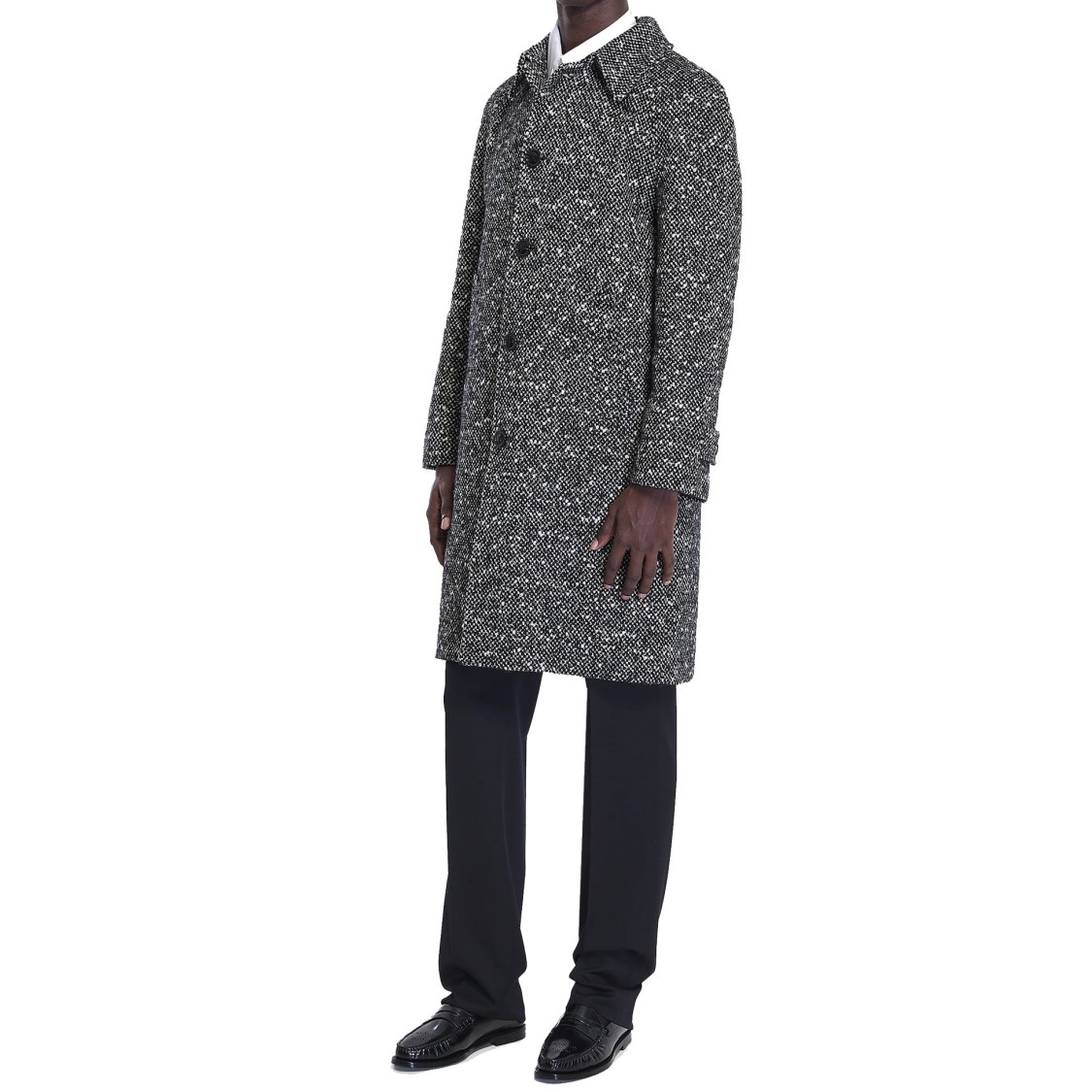 Celine Camden Wool Tweed Coat With Button Closure And Side Pockets In Multi
