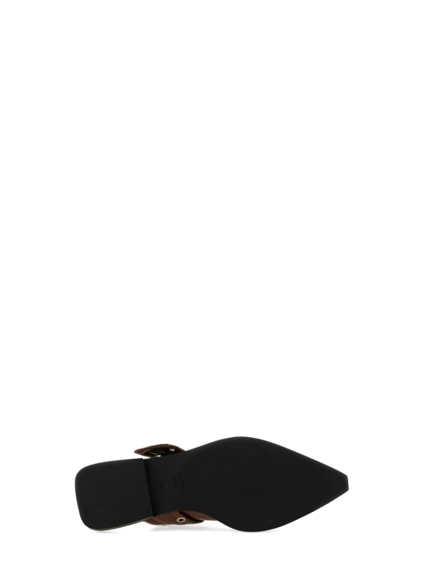 Ganni Women Ballerina With Buckle In Brown