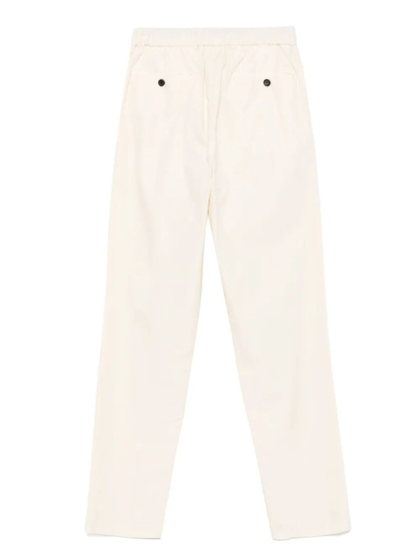Drumohr Relaxed-fit Cotton Pants With Elastic Waistband In Neutral