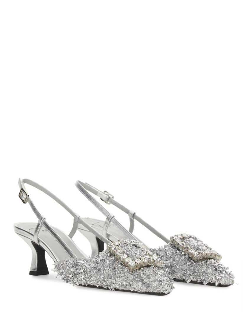 Shop Roberto Festa "stefy" Slingback In Silver