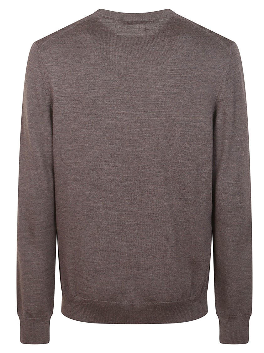 Fay Brown Virgin Wool Sweater With Iconic Logo In Brown