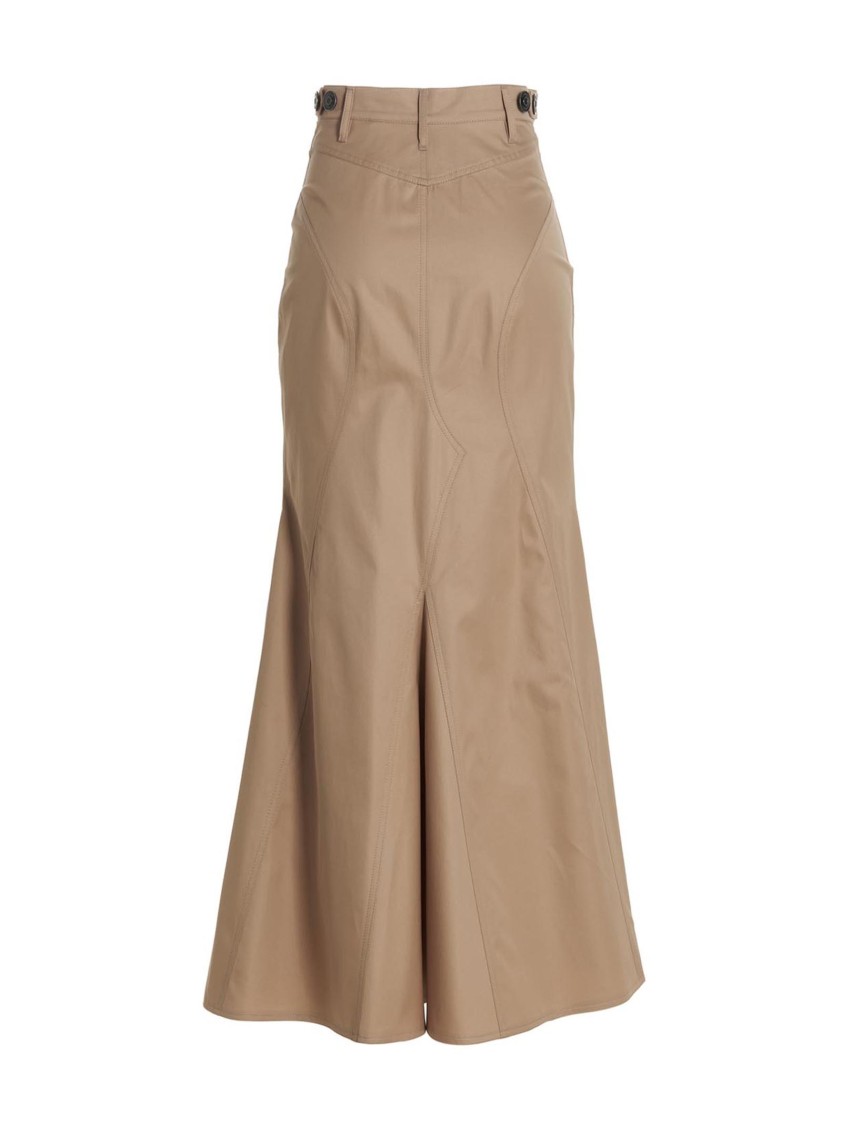 Burberry Button-closure Maxi Skirt With Flattering Silhouette In Brown