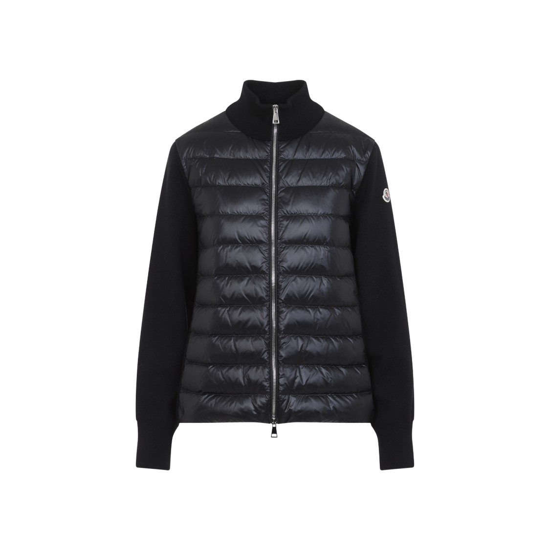 Moncler Padded Wool Cardigan With Zip In Black