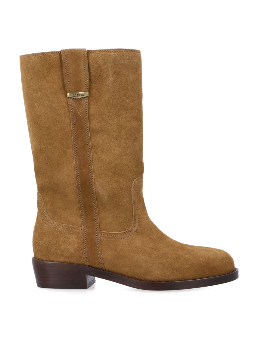 Isabel Marant Almond Toe Suede Block Heel Boots In Brown