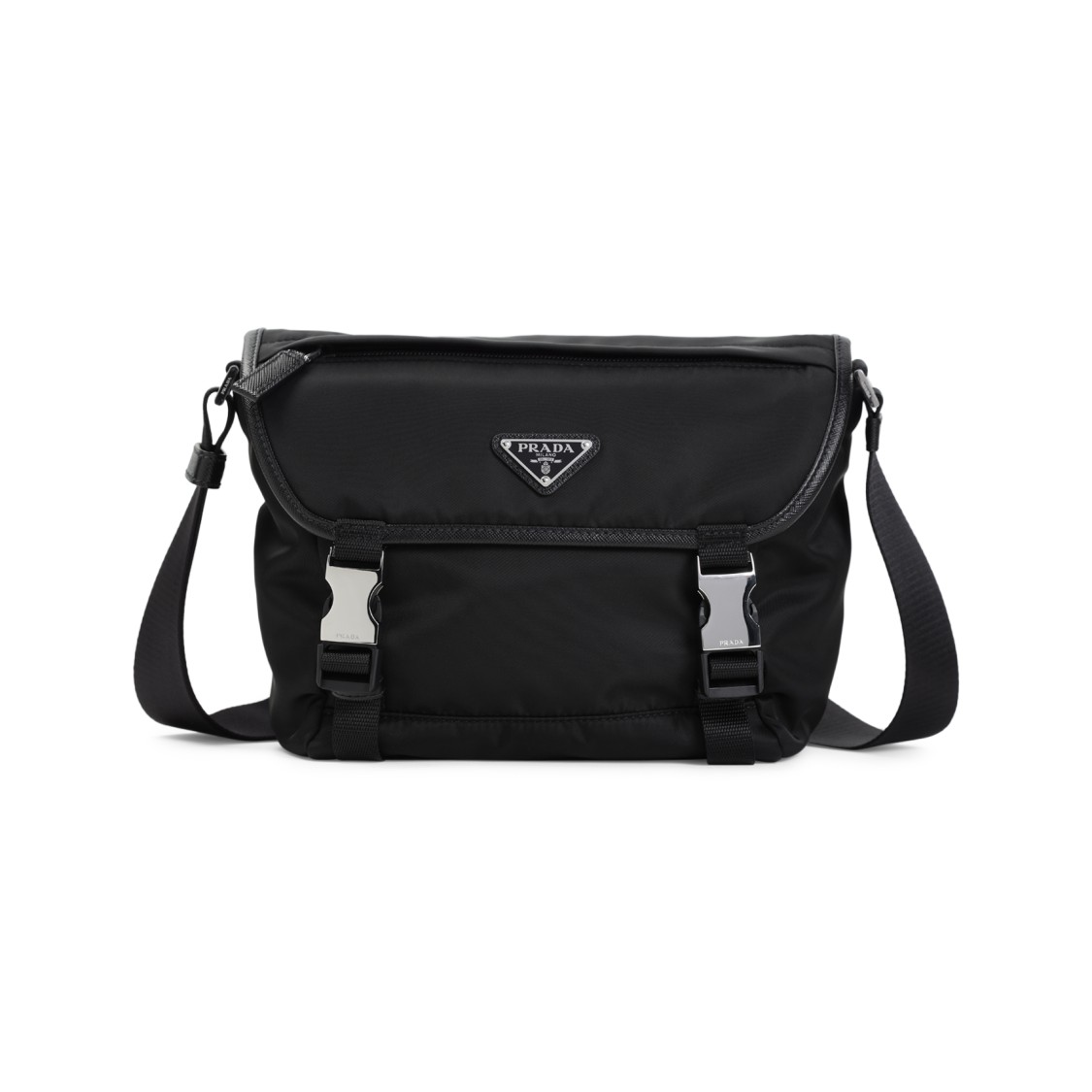 Prada Re-nylon And Saffiano Leather Shoulder Bag In Black