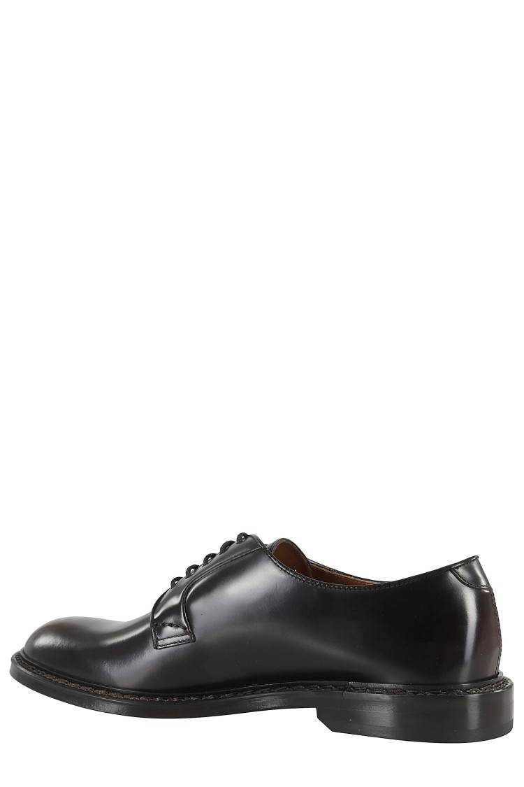Doucal's Derby Lace-ups In Dark Brown Leather