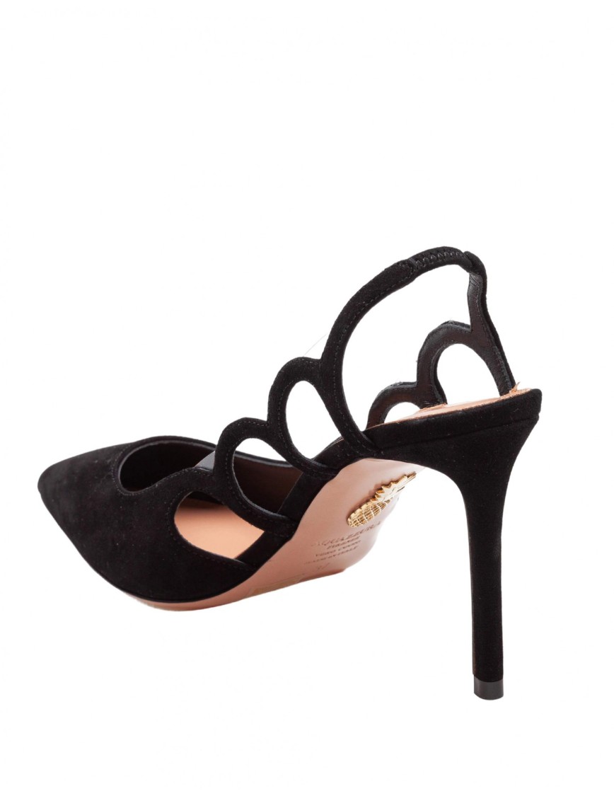 Aquazzura Decollete Bootie Pump 85 In Suede In Black | ModeSens