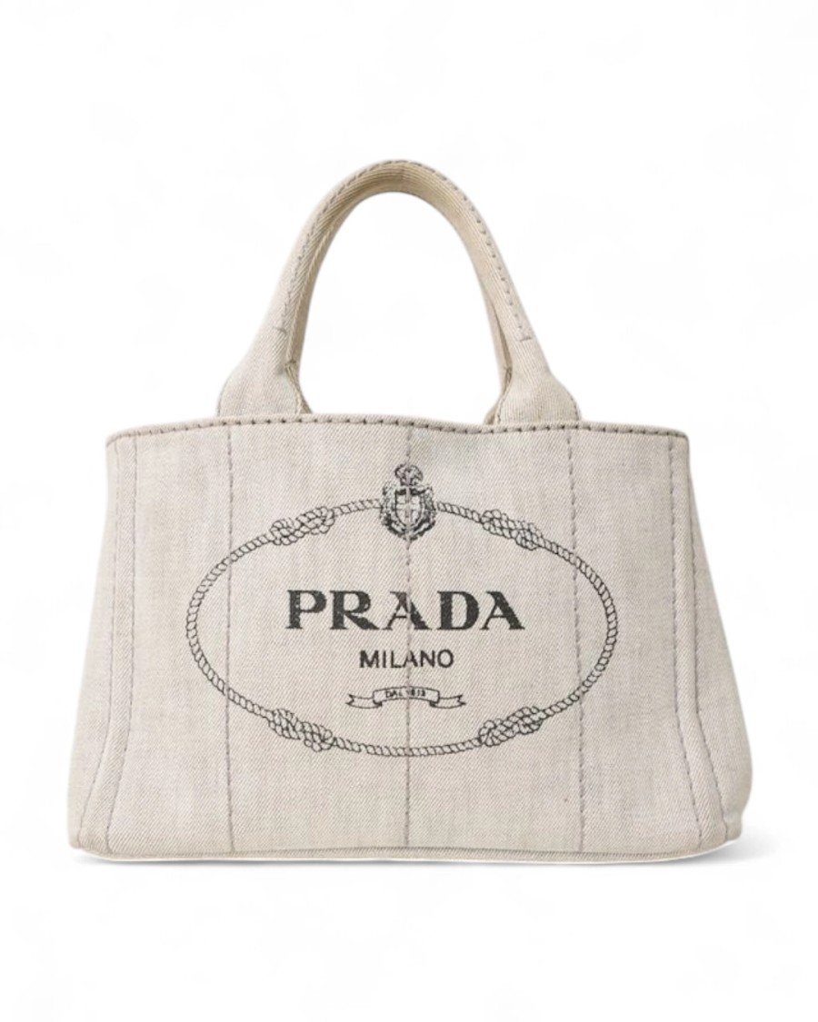 Prada Hemp Medium Tote Denim Grey