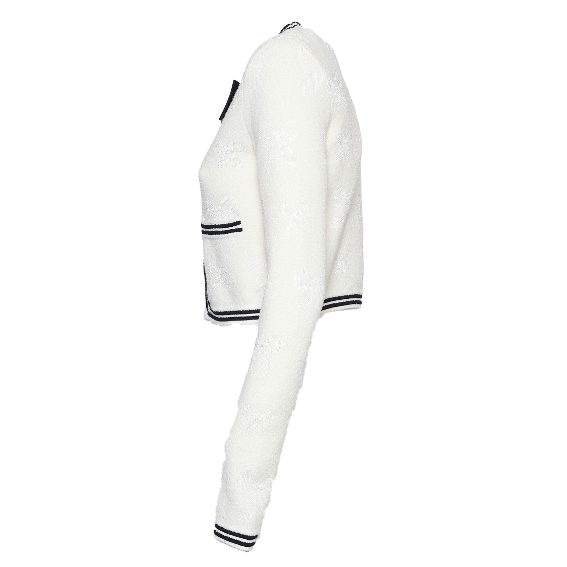 Self-portrait Beige Cardigan With Bow Detail On The Front And Contrasting Trims In Cotton Blend Woman In White